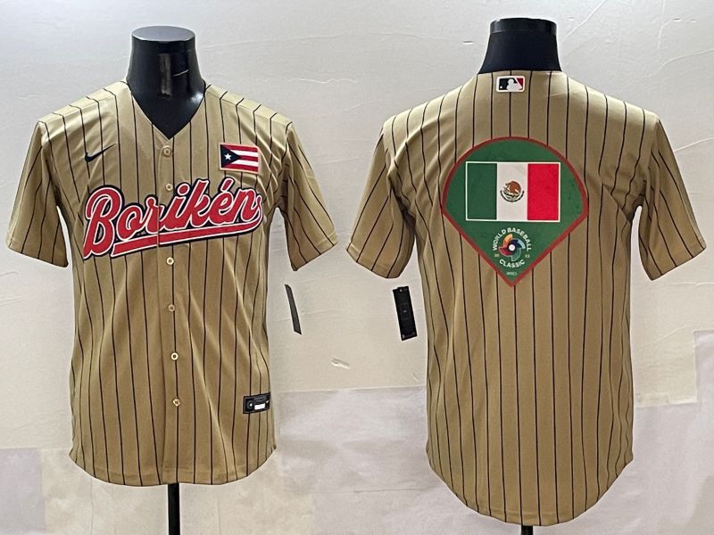 Men Puerto Rico Blank Brown Stripe Joint Name 2025 Nike MLB Jersey style 13->more jerseys->MLB Jersey